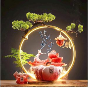 BỘ TIỂU CẢNH THÁC NƯỚC PHONG HƯU ĐỎ SỪNG CAO